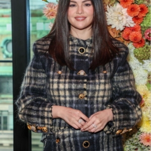 Selena Gomez Plaid Wool Jacket