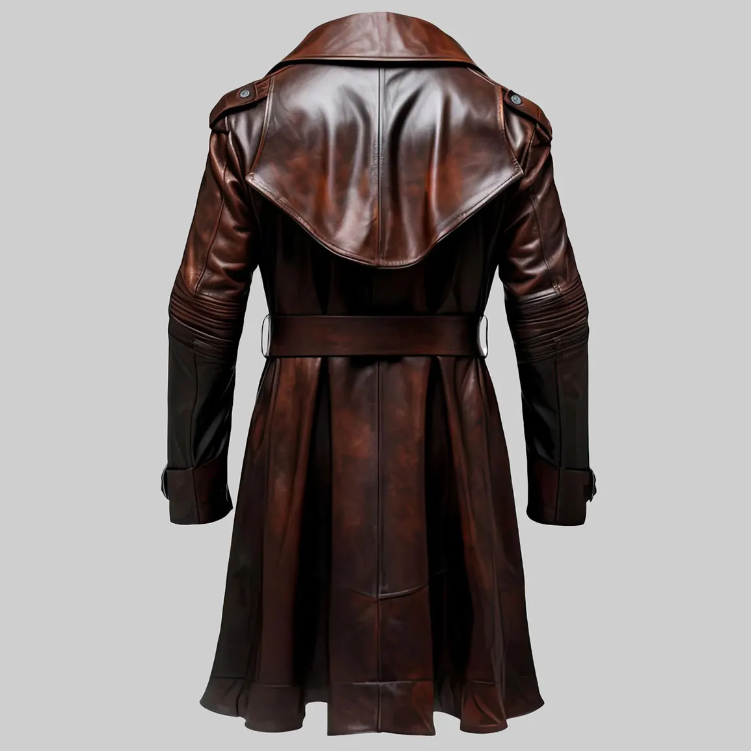 Terry Men’s Brown Leather Trench Coat